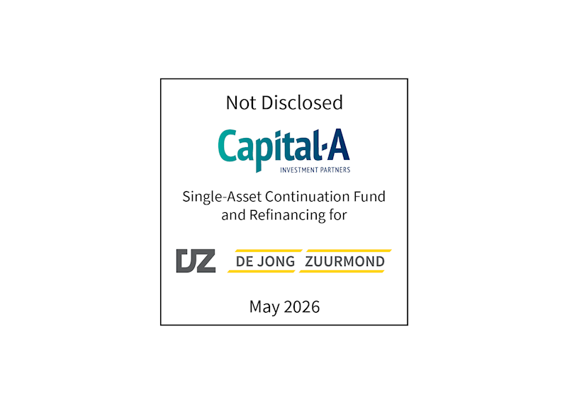 Not Disclosed | Capital-A Investment Partners (logo), Single-Asset-Continuation Fund and Refinancing for De Jong Zuurmond (logo) | May 2026