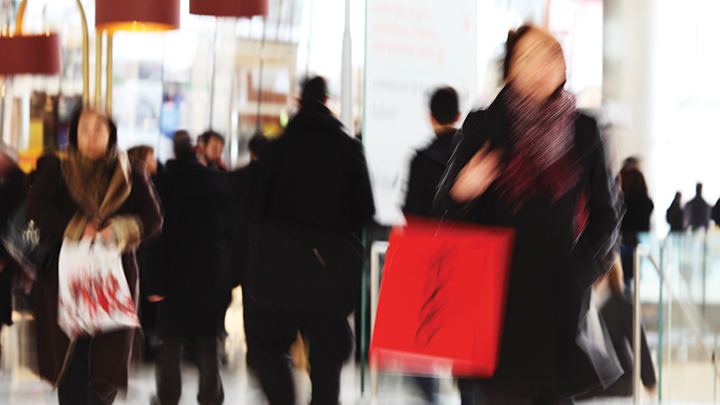 Shoppers in a mall