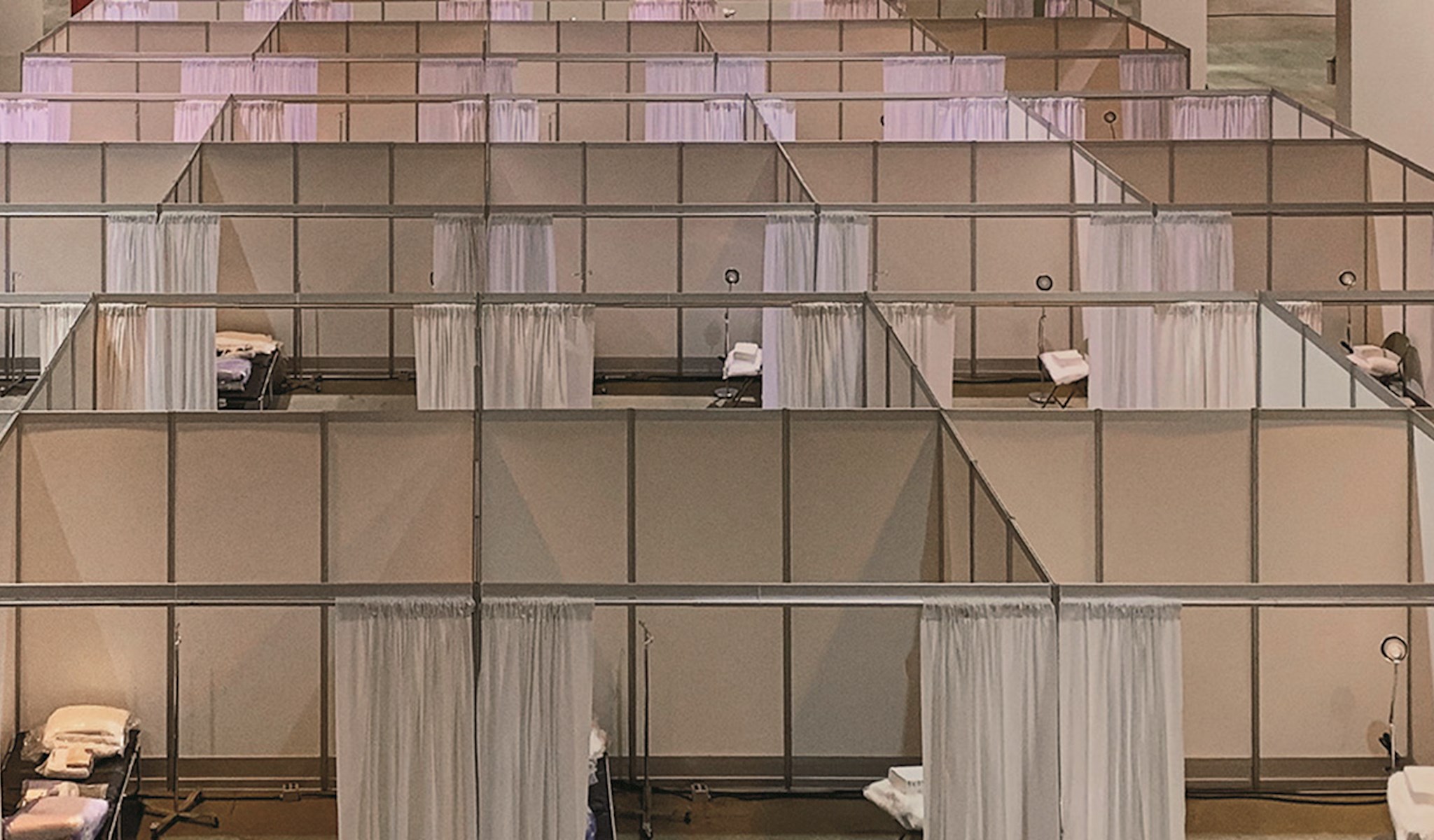 Rows of beds and partitions