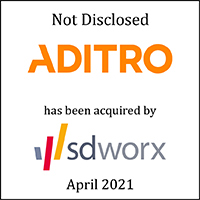 Aditro (logo) has been acquired by sdworx (logo)