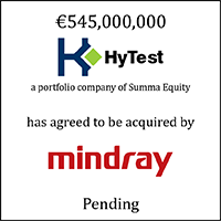 HyTest (logo) has agreed to be acquired by Mindray (logo)