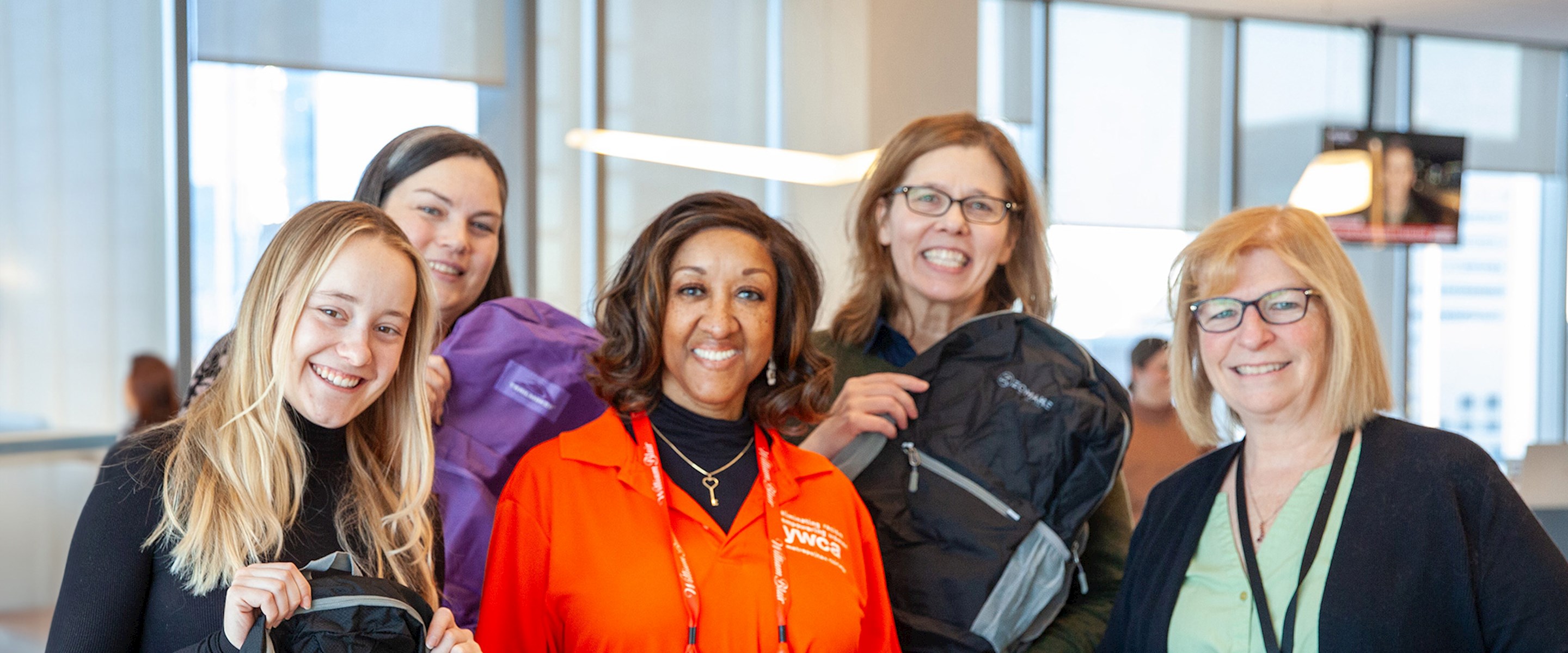 Rachel Anderson, YWCA visitors, Beth Pekol Porto, Theresa Devereux