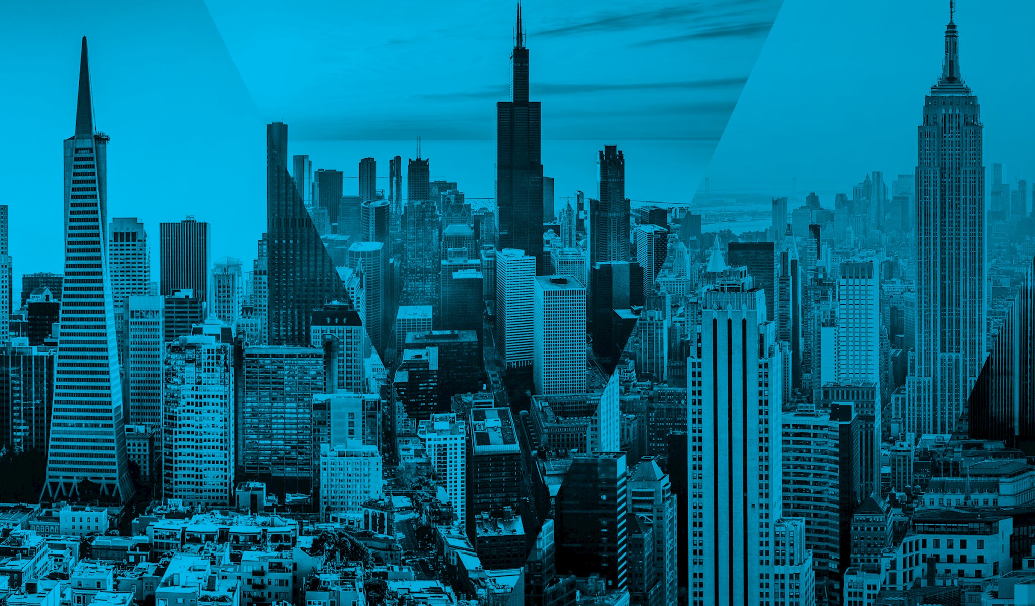 Collage of city skylines