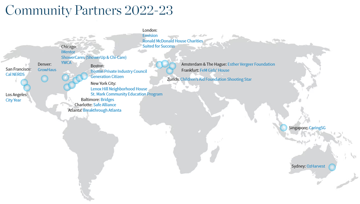 Global Community Partners 2022-23 map