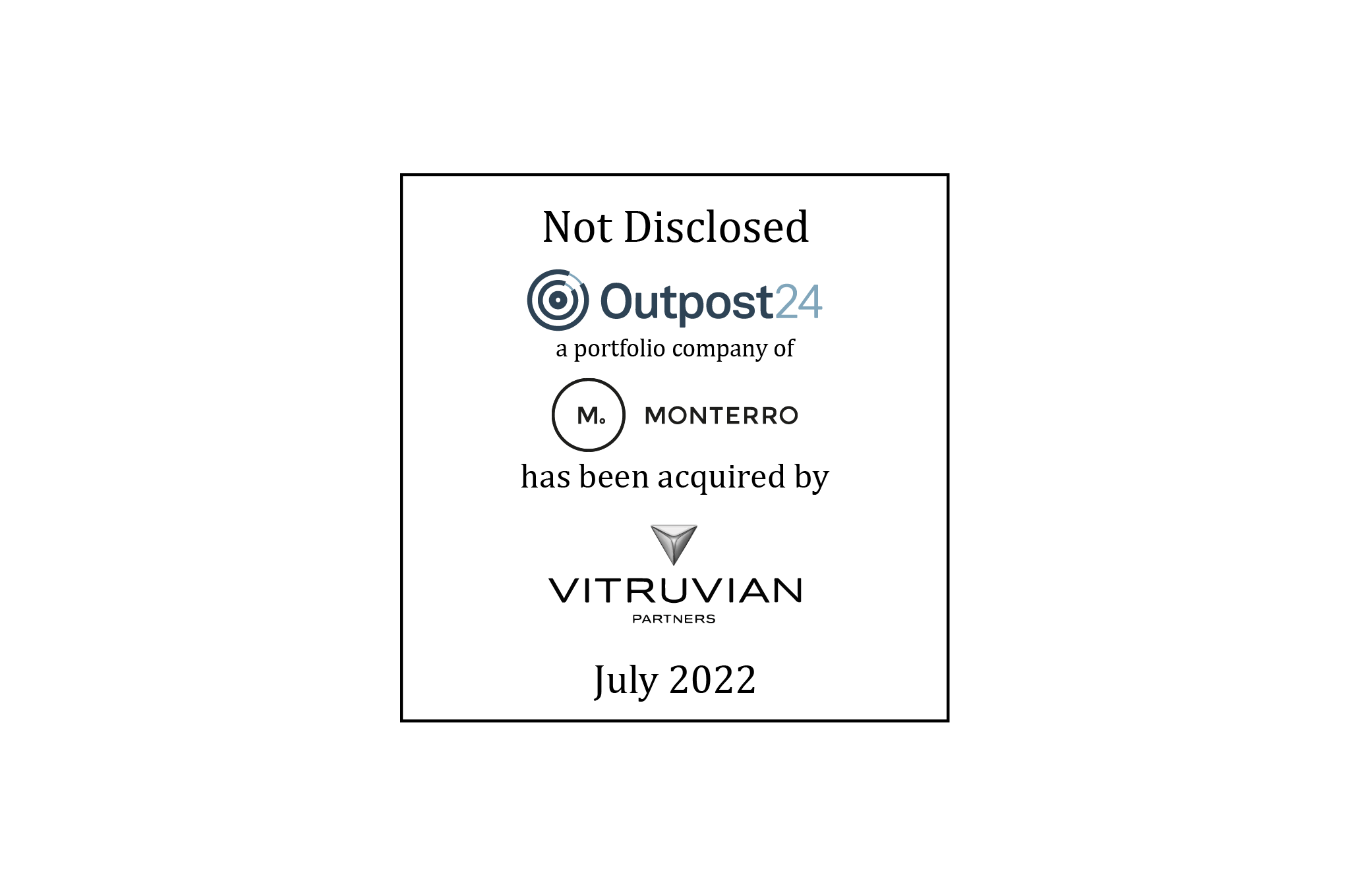 Not Disclosed | Outpost24, a portfolio company of Monterro, has been Acquired by Vitruvian Partners | July 2022