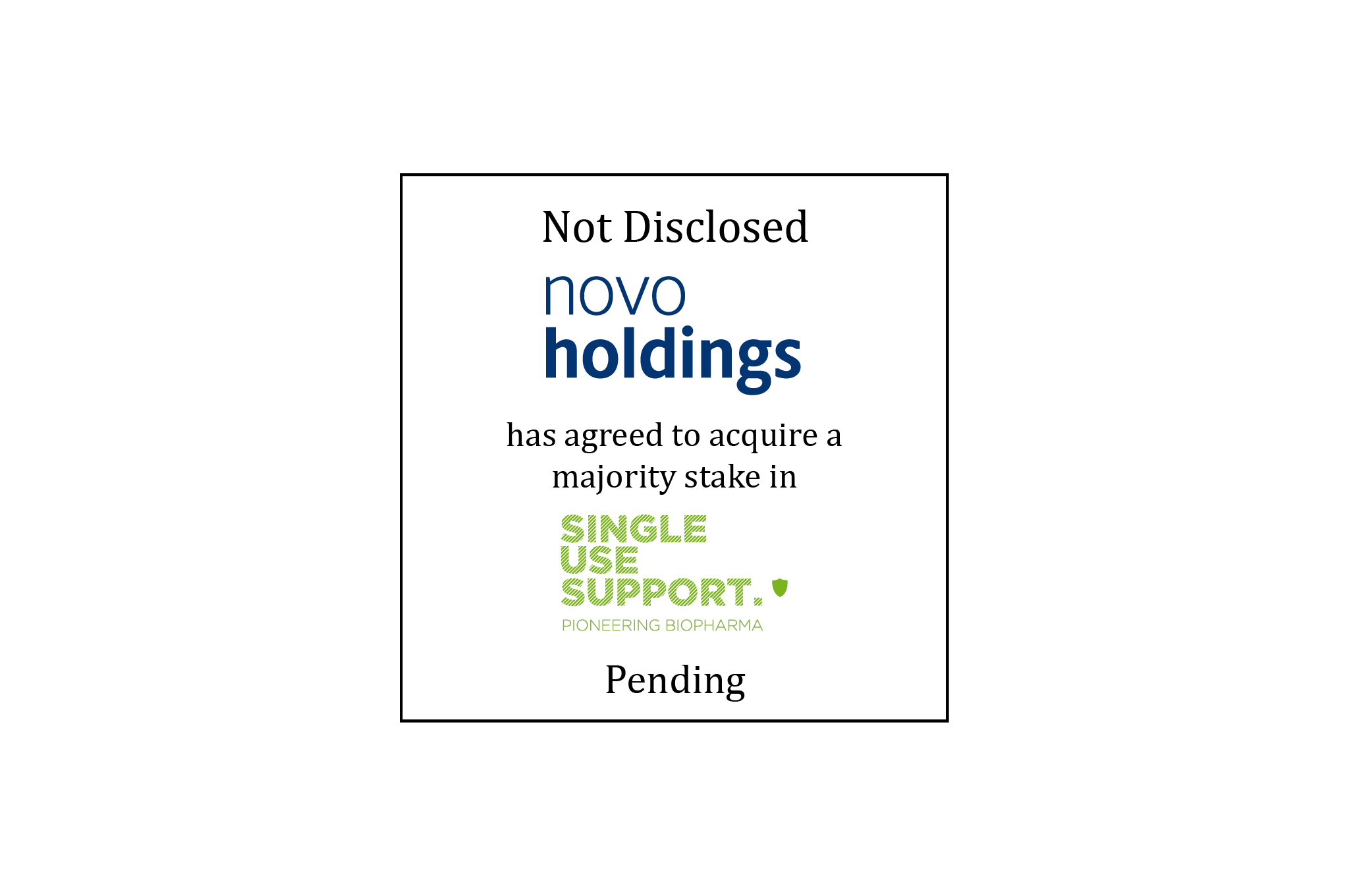 Value Not Disclosed | Novo Holdings (logo) has agreed to acquire a majority stake in Single Use Support (logo) | Pending