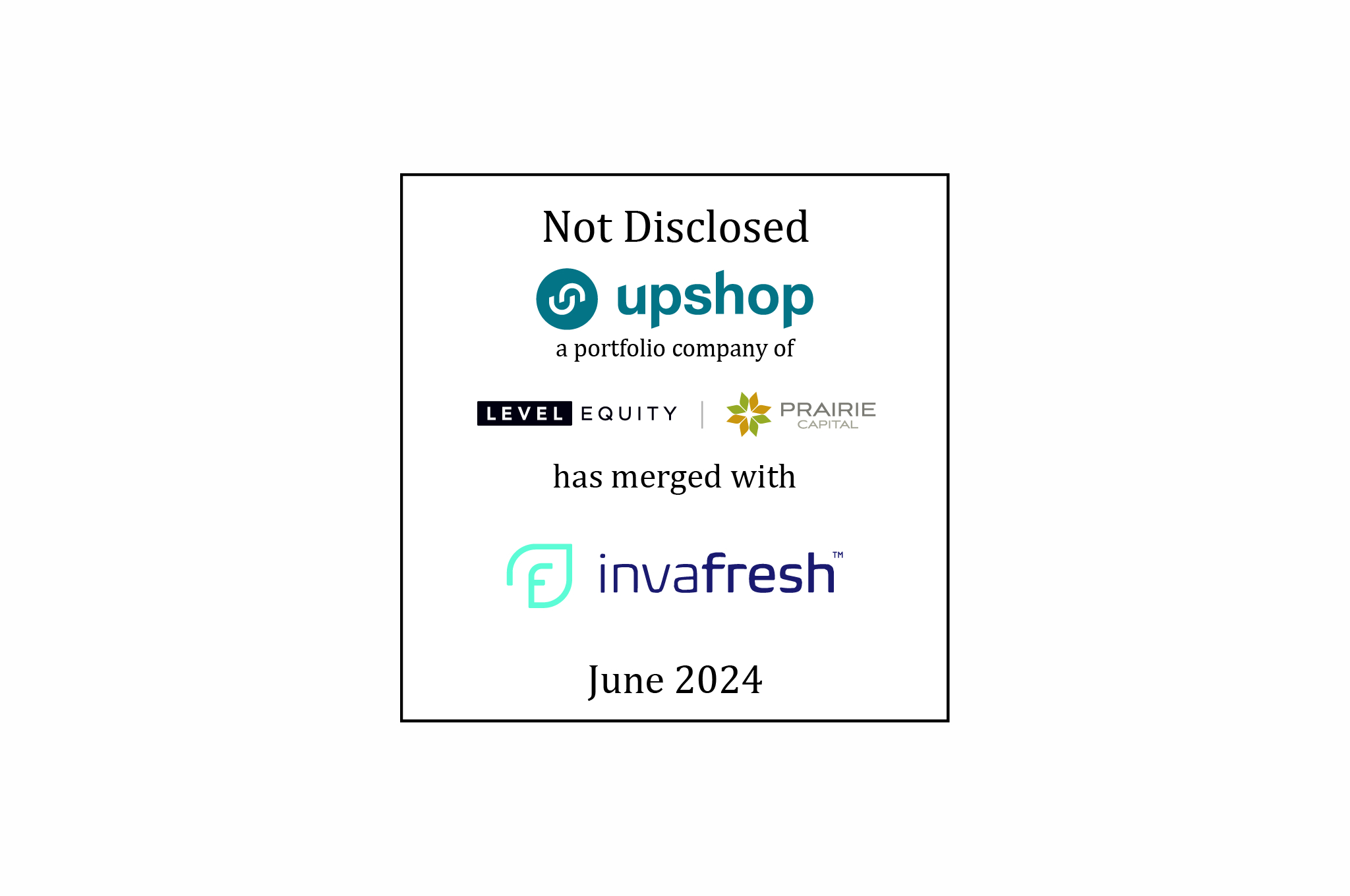 Not disclosed - upshop a portfolio company of Level Equity and Prairie Capital has merged with invafresh - June 2024