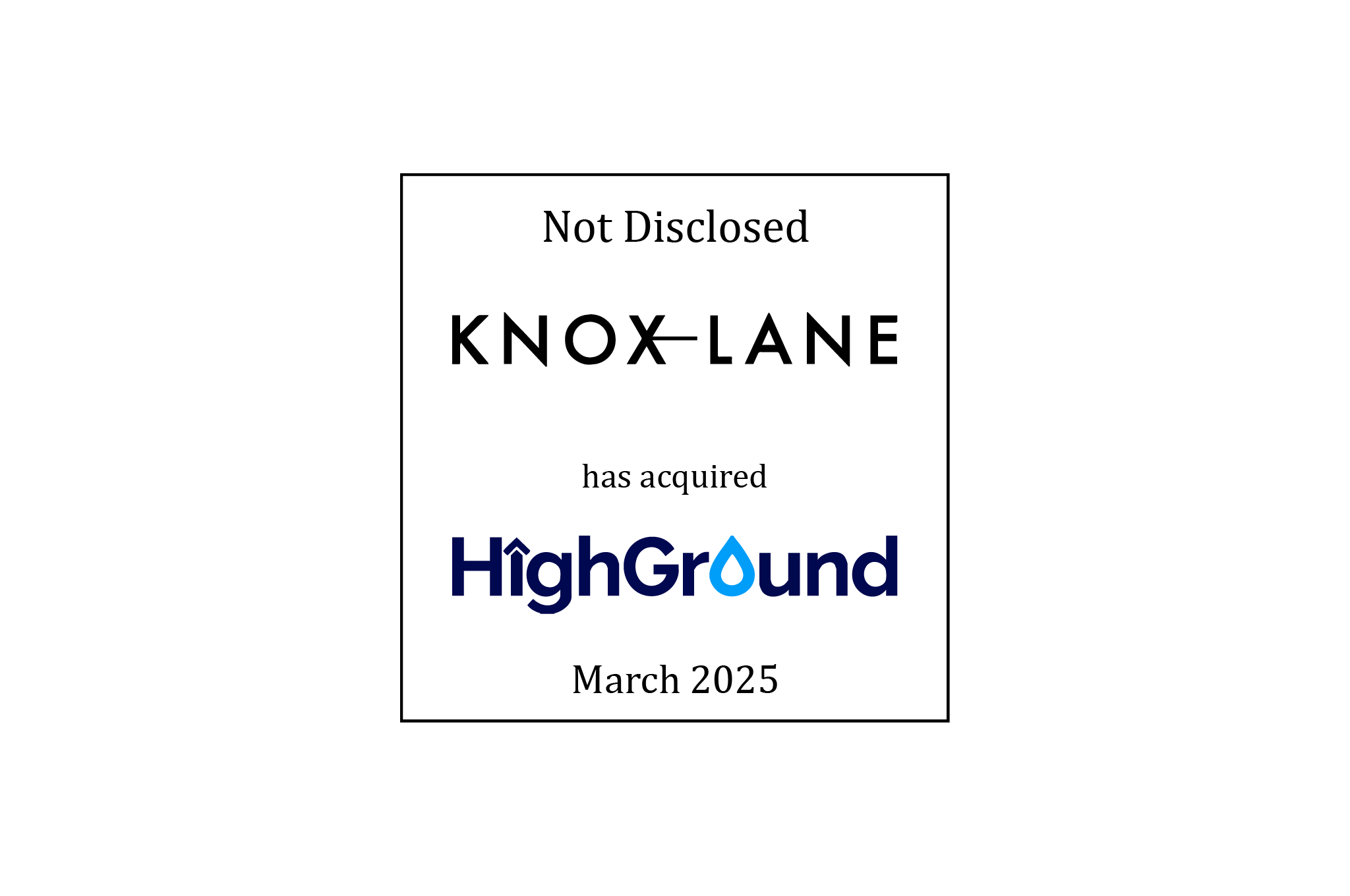 Tombstone: Not Disclosed | Knox Lane (logo) has acquired HighGround (logo) | March 2025